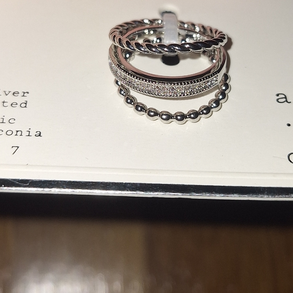 A New Day Silver Cubic Zirconia Ring Set - Picture 2 of 3